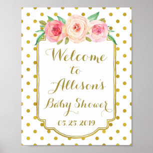 White Gold Dots Custom Welcome Sign