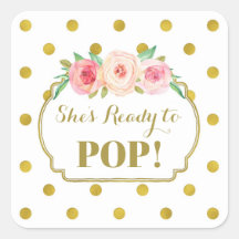 White Gold Dots She's Ready to Pop Favour Tags