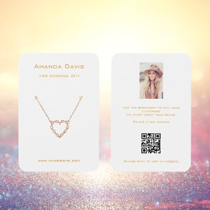 White gold earring jewellery photo QR display card