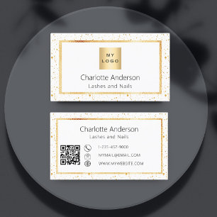 White gold elegant logo modern QR code Business Card