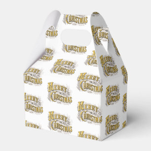 White Gold Elegant Merry Christmas Rustic Vintage  Favour Box