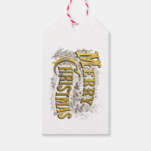 White Gold Elegant Merry Christmas Rustic Vintage Gift Tags