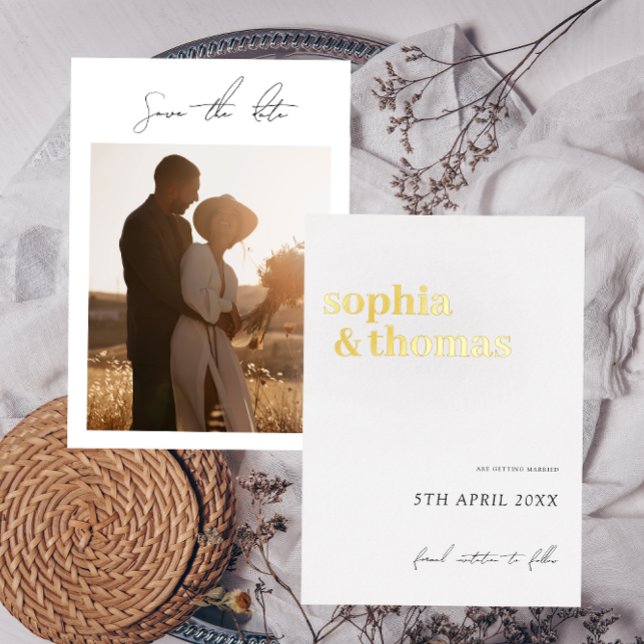 White & Gold Elegant Minimal Wedding Save the Date (Creator Uploaded)