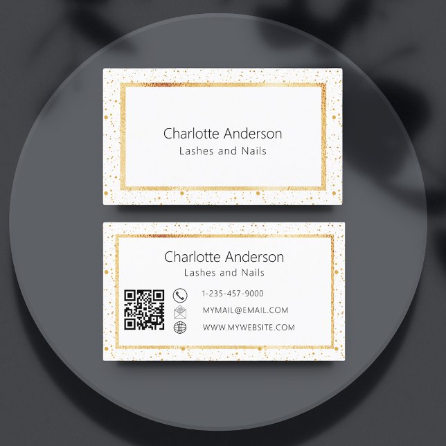 White gold elegant modern QR code Business Card (Creator Uploaded)