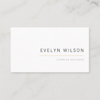 White & Gold Elegant Simple Modern Minimalist Business Card
