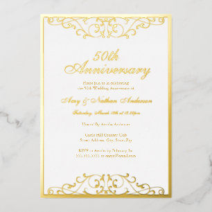 White Gold Elegant Swirl 50th Wedding Anniversary 