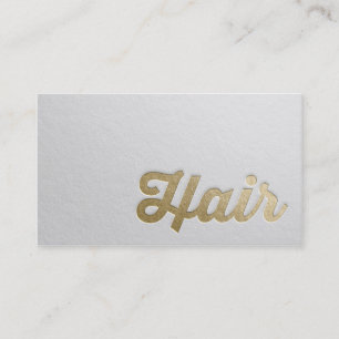 White & Gold Emboss Text Hair Stylist Appointment Card