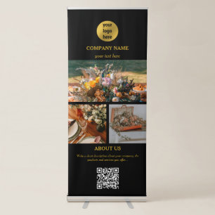White & Gold Event Planning Entertainment Photos Retractable Banner