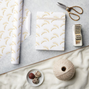 White Gold Eyelashes Birthday Wrapping Paper