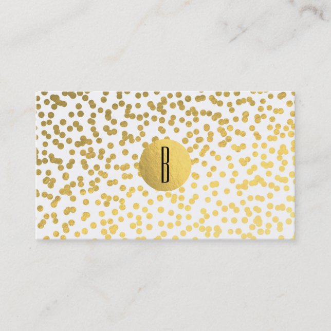 White & Gold Faux Foil Customer Loyalty Card (Front)