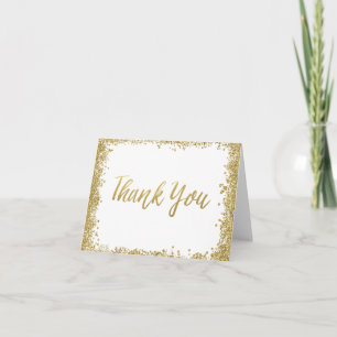 White Gold Faux Glitter Thank You