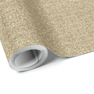 White Gold Faux Glitter Wrapping Paper
