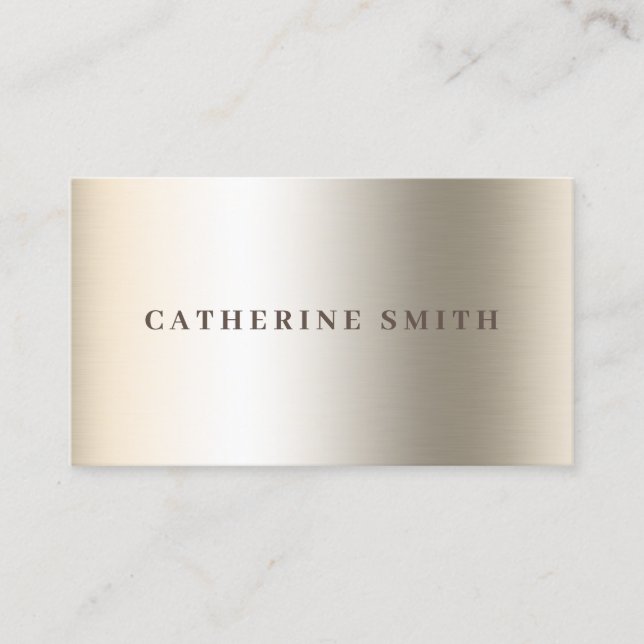 White gold faux metallic texture  business card (Front)