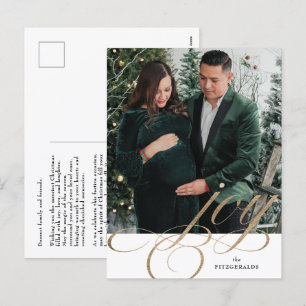 White & Gold Festive Flourish Joy Holiday Postcard