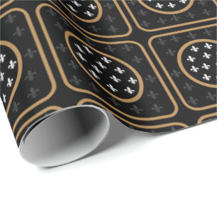 White Gold Fleur de Lis Wrapping Paper