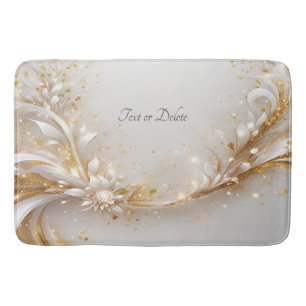 White Gold Floral Bath Mat