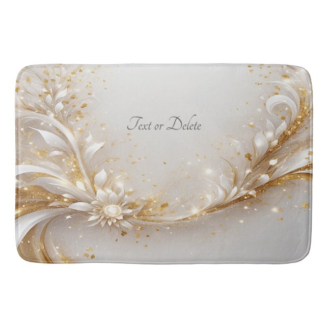 White Gold Floral Bath Mat (Front)
