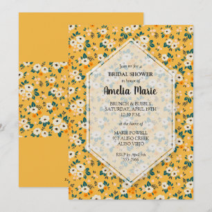 White Gold Floral Bridal Shower Invitations