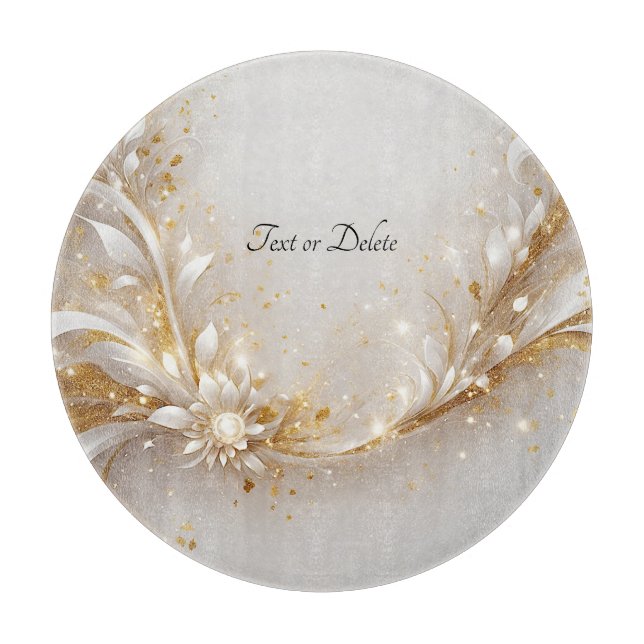 White Gold Floral Cutting Board (Front)