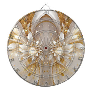White Gold Floral Dartboard
