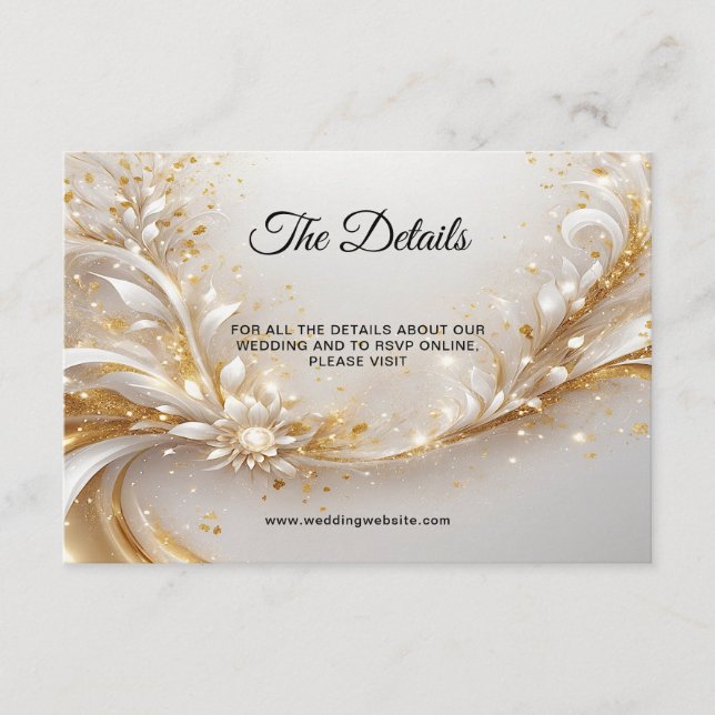 White Gold Floral Detail Enclosure Card (Front)
