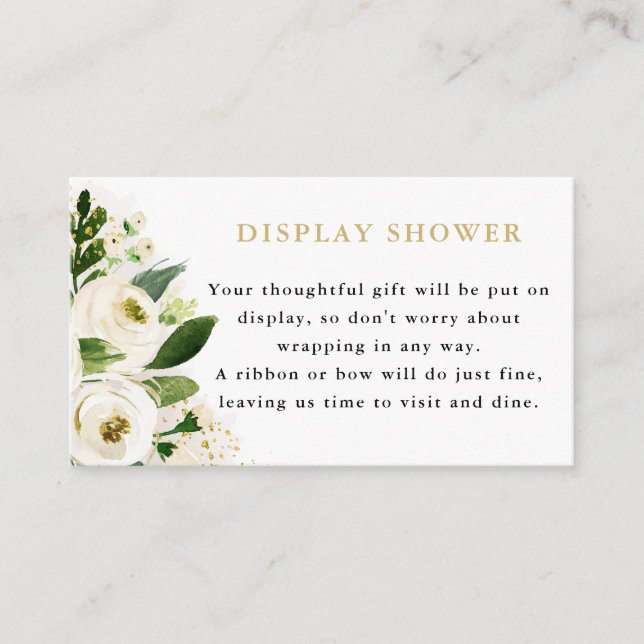 White Gold Floral Display Shower Enclosure Card (Front)