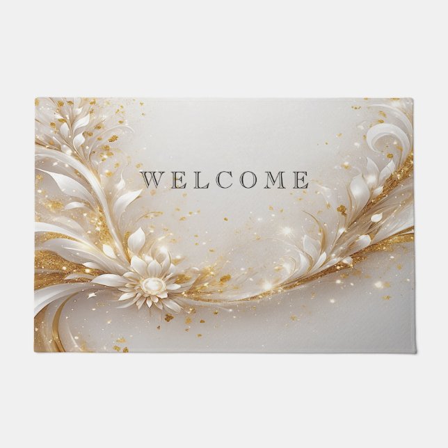 White Gold Floral Doormat (Front)