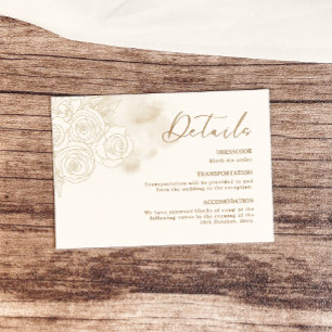 White Gold Floral Elegant Wedding Details Enclosure Card