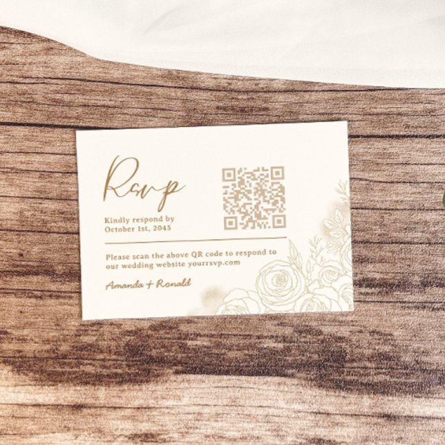 White Gold Floral Elegant Wedding RSVP Card (Creator Uploaded)