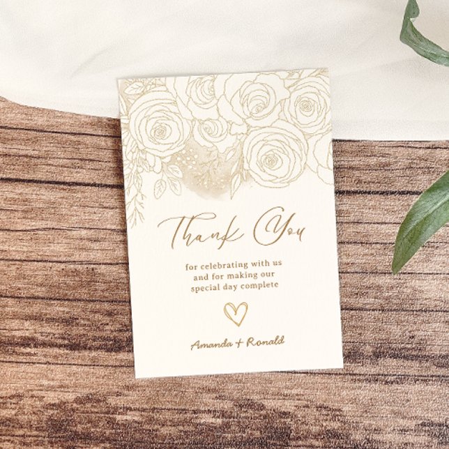 White Gold Floral Elegant Wedding Thank You Card (Creator Uploaded)
