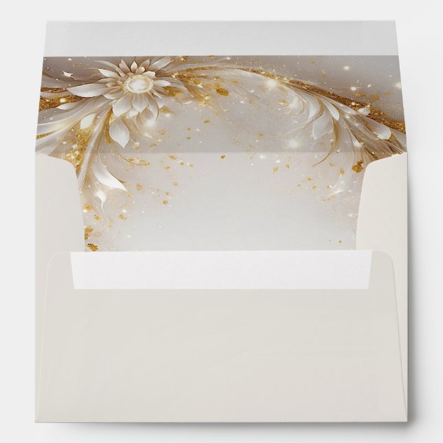 White Gold Floral Envelope (Back (Bottom))