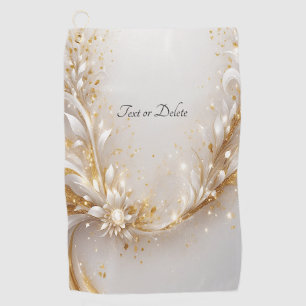 White Gold Floral Golf Towel