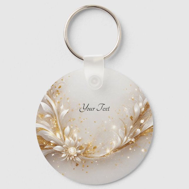 White Gold Floral Keychain (Front)