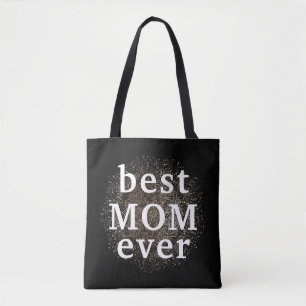 White Gold Floral MOM Formal Elegant Mothers Day Tote Bag