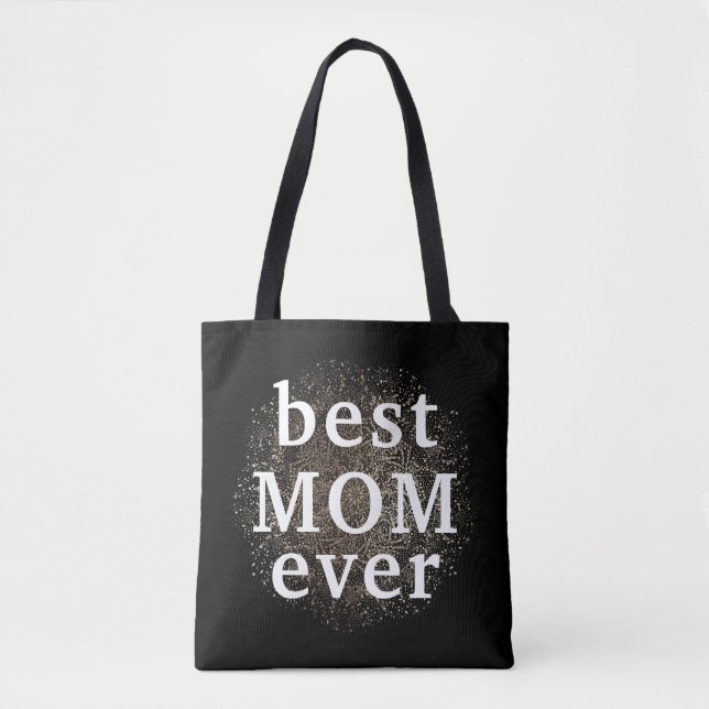 White Gold Floral MOM Formal Elegant Mothers Day Tote Bag (Front)