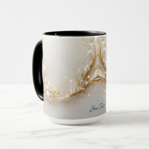 White Gold Floral Mug