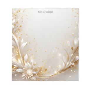 White Gold Floral Notepad