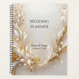 White Gold Floral Planner