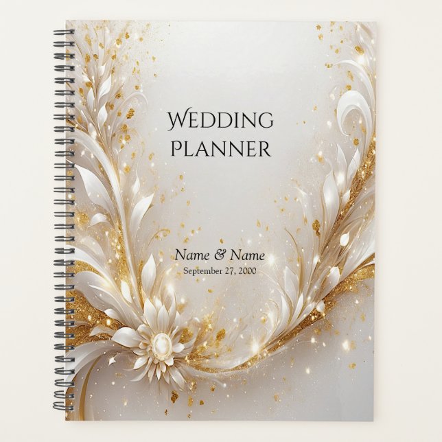 White Gold Floral Planner (Front)