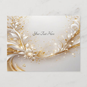 White Gold Floral Postcard