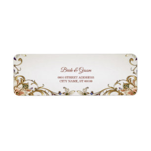 White Gold Floral Return Address Label