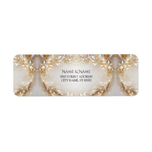 White Gold Floral Return Address Label