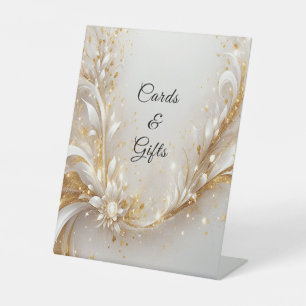 White Gold Floral Tabletop Signs