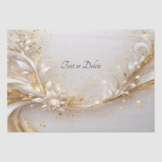 White Gold Floral Tissue Paper