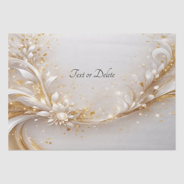 White Gold Floral Tissue Paper (Front)
