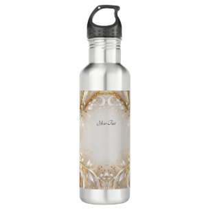 White Gold Floral Water Bottle