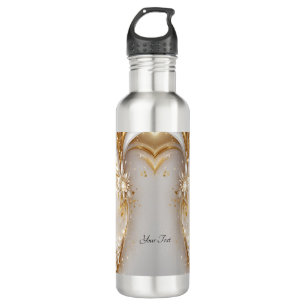 White Gold Floral Water Bottle