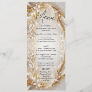 White Gold Floral Wedding Menu