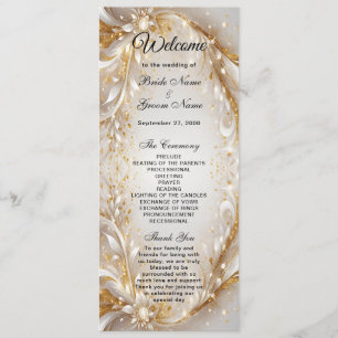 White Gold Floral Wedding Program Programme