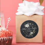 White Gold Floral Wreath Wedding Save The Date Classic Round Sticker<br><div class="desc">Modern Vintage Elegant Wedding Save The Date Stickers & Labels Template - Elegant Black White and Gold Floral Wreath.
------------------------------------------------------------------------------------------------------------------
Click "Personalise this Template" and Use Design Tool to Modify this Template.
If you Need Help or Matching items,  Please Contact Me.
------------------------------------------------------------------------------------------------------------------</div>